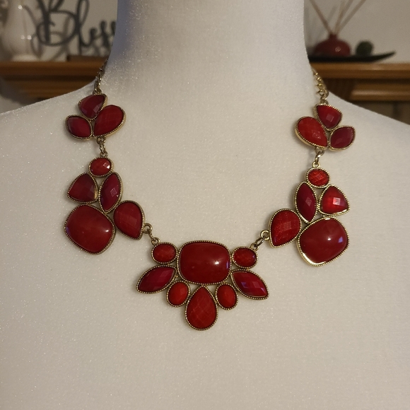 Jewelry - Vintage Estate Statement Necklace,  Red